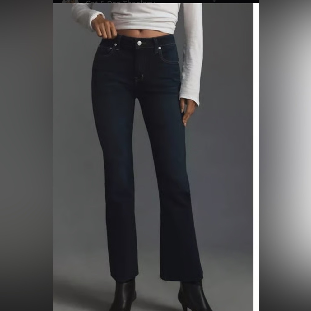 Edwin Lark Ankle‎ Raw Hem Jeans Inked Dark Denim Mid-Rise 29 NWT Anthropologie
